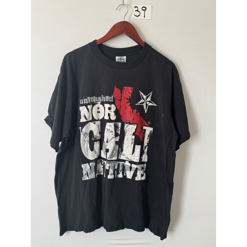 NorCal Unleashed Men’s 2XL Black Graphic T-Shirt California Star Y2K Skate Punk